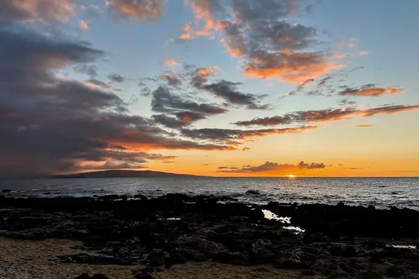 Sunset view, overlooking the ocean