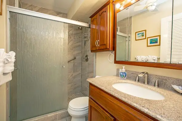 Refreshing walk-in shower and spacious vanity