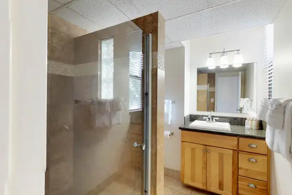 Master bathroom with walk-in shower.