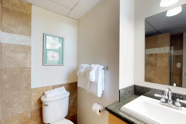 Master bathroom with walk-in shower.