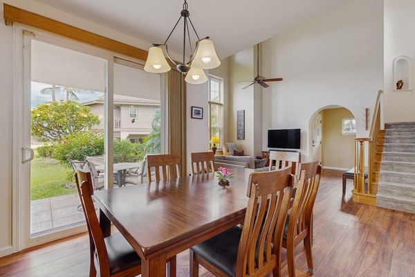 Dining room with tropical garden views
