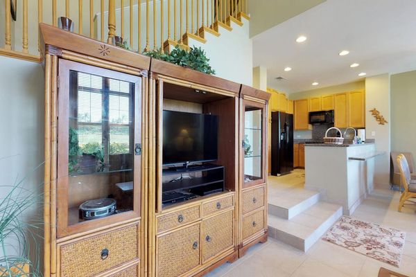 Wooden Media Entertainment Center & Kitchen Transition