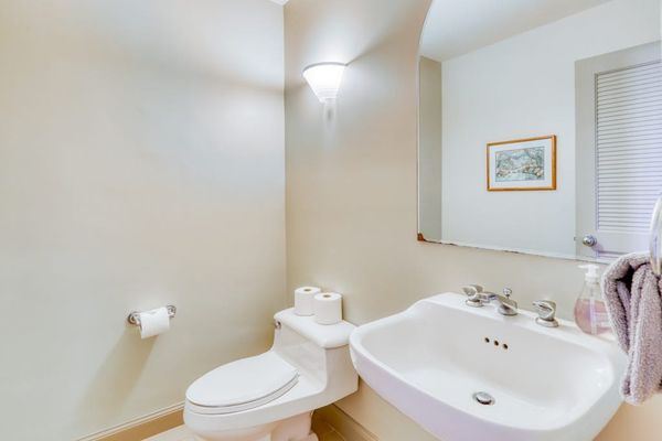 Fresh Half Bathroom With Vanity