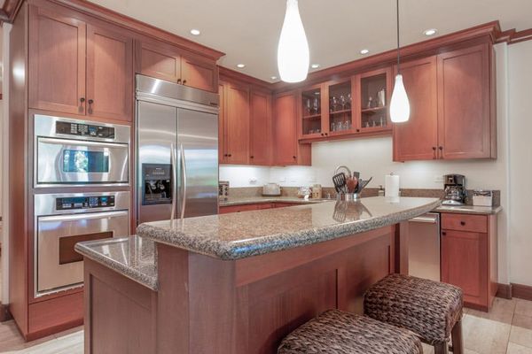 Spacious kitchen with generous counter space