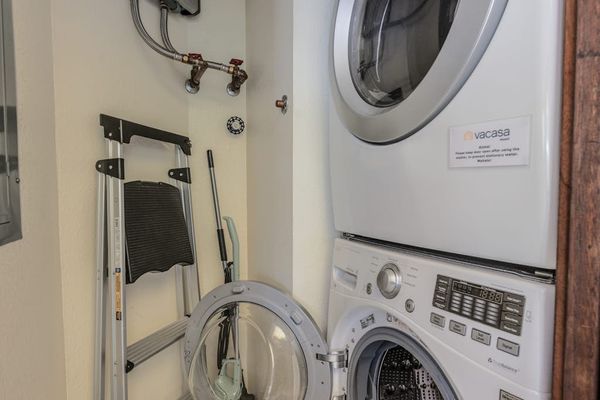 In-Unit Stacked Washer & Dryer for Ultimate Guest Convenience