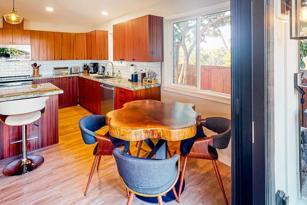 Dining Area with Live-Edge Table & Open Kitchen View