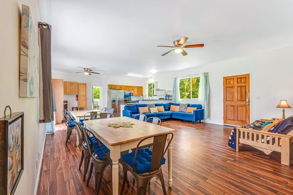 Large dining room table perfect for a dinner in or a great game night.