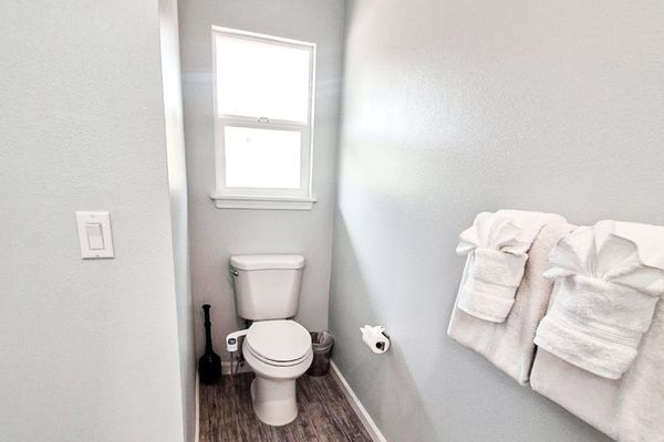 Master en-suite bathroom with double sinks and walk in shower.