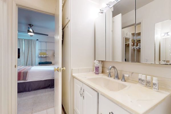 Spacious vanity with ample counter space