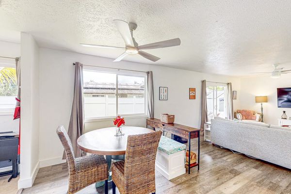 Dining room table with a view out of your tropical paradise.