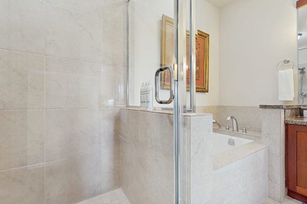 Primary En-Suite Walk-In Glass Shower & Soaking Tub