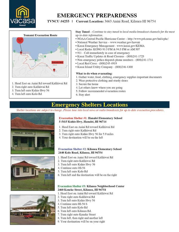 Emergency information guide provides essential safety instructions and location details