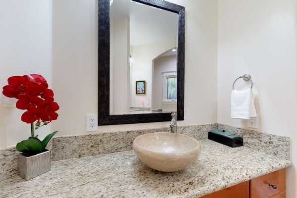 Master bathroom complete walk-in shower and Jacuzzi tub.