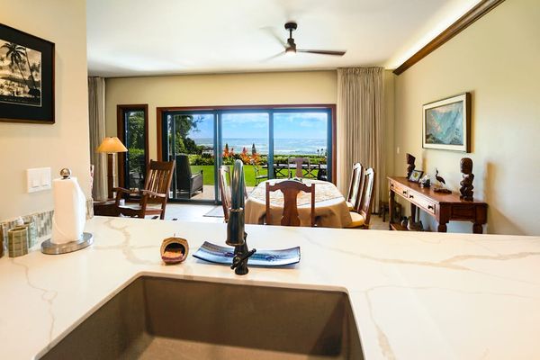 Views of the lanai from the kitchen.