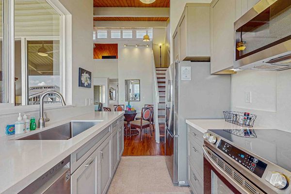 Newly remodeled kitchen with stainless steel appliances.