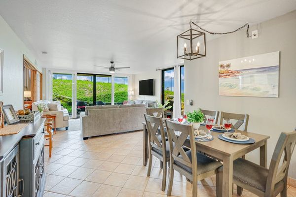 Well-lit, open-concept living and dining area