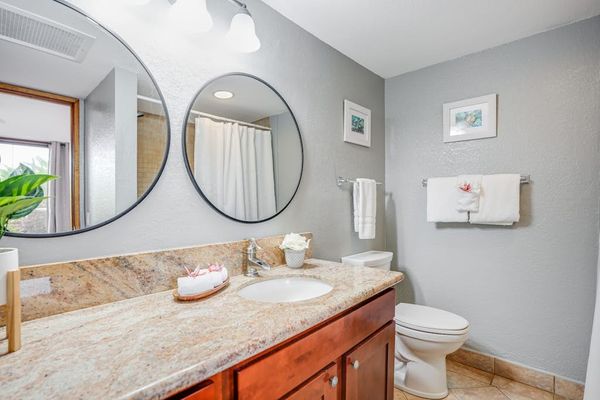 Fully equipped bathroom with a large double vanity