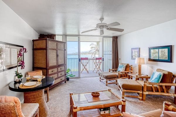 Bright and spacious living room with comfortable seating