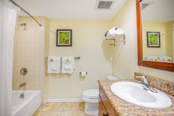 Bright Bathroom With Tub And Shower