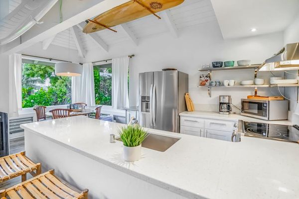 Large kitchen island perfect for meal prep and casual dining.