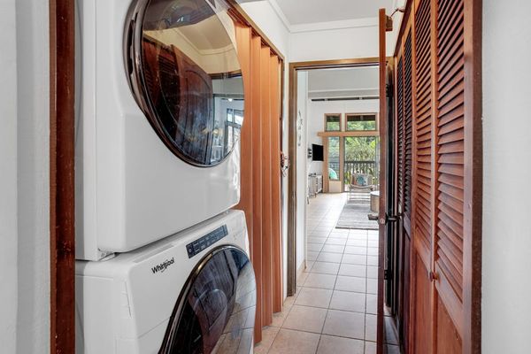 In-home stackable washer and dryer, allowing you to pack light and enjoy easy laundry throughout your stay.