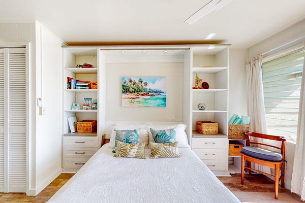 Inviting studio with custom built-in furnishings and a relaxing atmosphere.