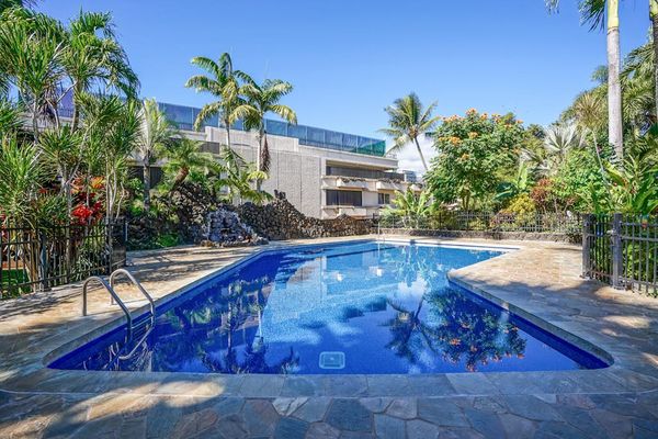 Resort Pool Oasis Beneath Swaying Palms