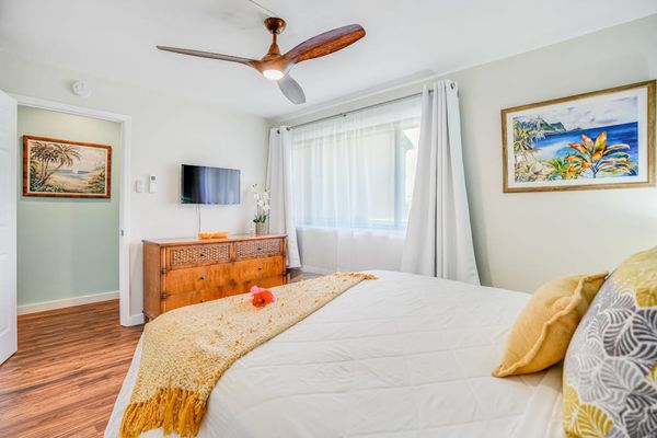 Relaxing Bedroom With Vibrant Artwork