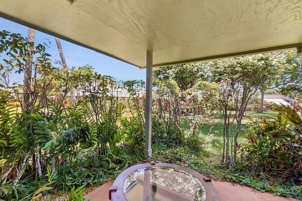 Lush Garden Views from the Private Covered Lanai Dining Spot