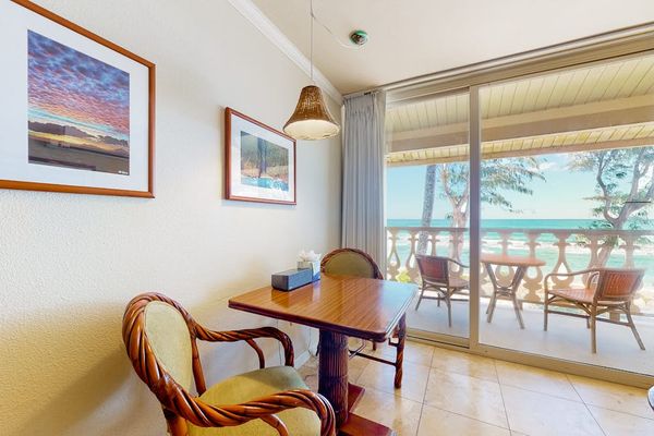 Cozy dining table ideal for enjoying meals or a quiet morning coffee.
