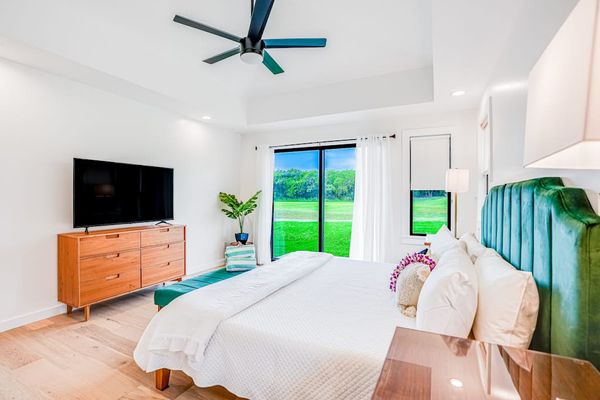 Bright bedroom with elegant furnishings