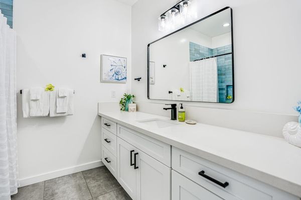 Modern bathroom with double vanity