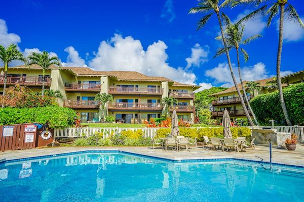 Community pool for relaxing throughout your stay