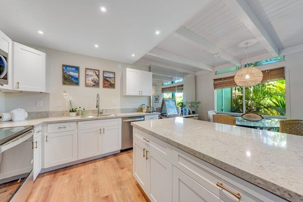 Modern open-concept kitchen featuring sleek stainless steel appliances, expansive countertops, and plenty of workspace for preparing everything from quick breakfasts to gourmet meals.