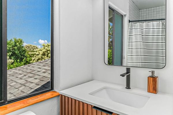 Spa-Inspired Vanity With Garden Views