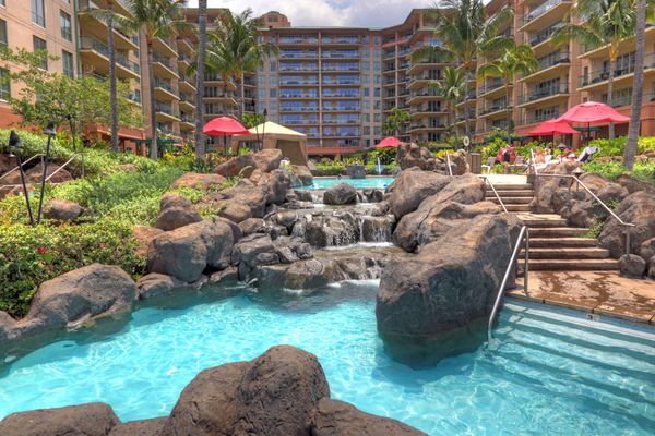 Resort Pool With Waterfall Oasis