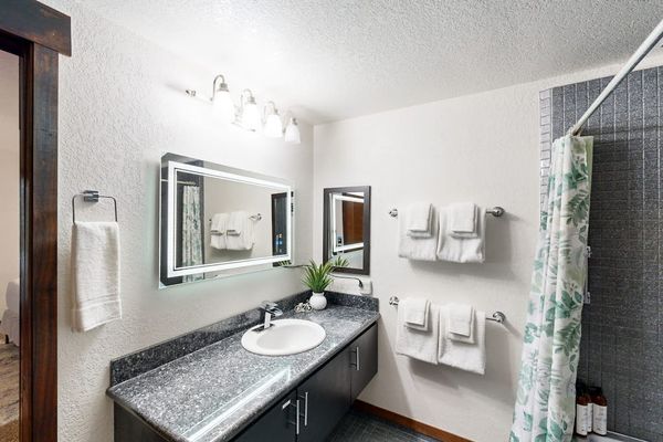 Clean bathroom with a spacious vanity
