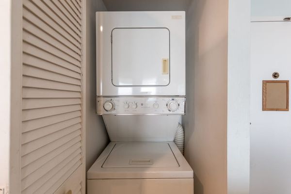 In-home stackable washer and dryer let you pack light and enjoy the convenience of doing laundry during your stay.
