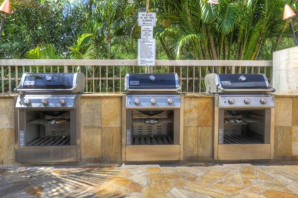 Outdoor barbecue area for casual island meals