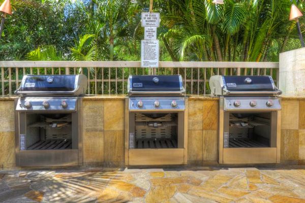 Outdoor grilling stations ready for your favorite island meal