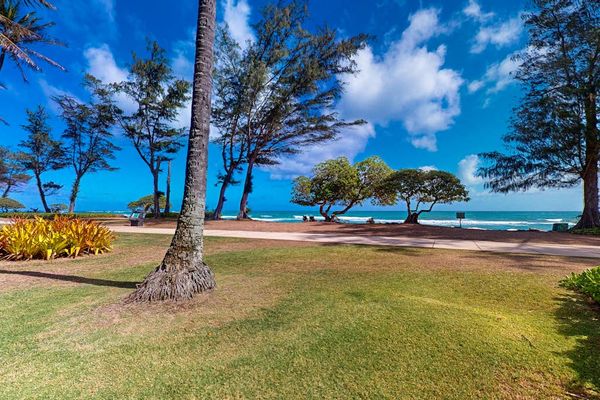 Oceanfront lawn with panoramic views