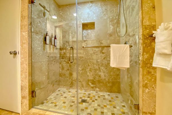 Spacious walk-in shower