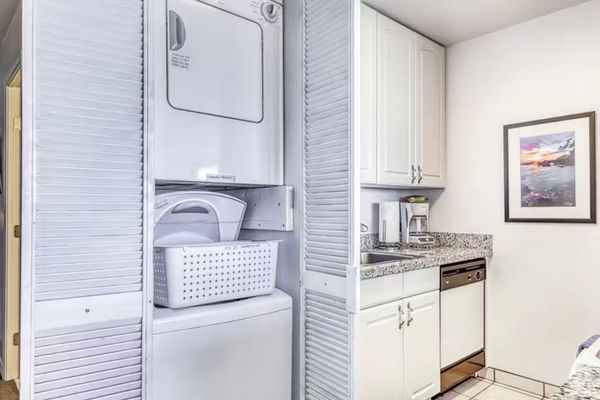 Stackable washer and dryer for your convenience, which allows you to pack lite.