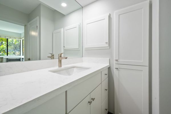 Modern bathroom vanity with convenient storage space