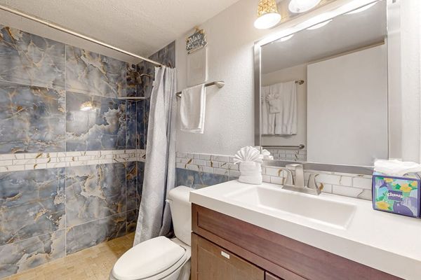 Modern bathroom with walk-in shower