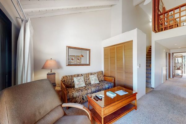 Cozy living room with loft views