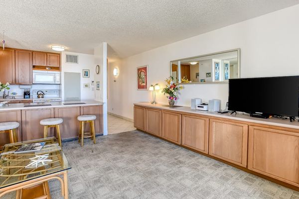 Open living area with a fully equipped kitchen