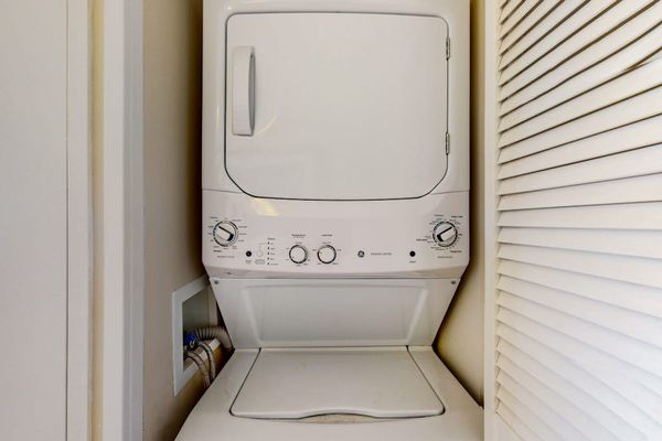 In-home stackable washer and dryer let you pack light and enjoy the convenience of doing laundry during your stay.