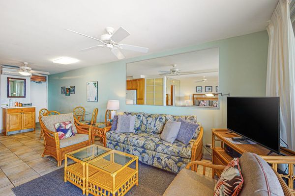 Open living area with tropical charm