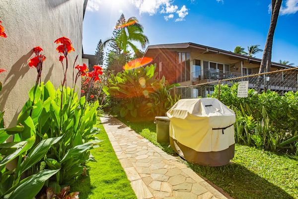 Stroll through lush tropical gardens along the beautifully landscaped walkway.